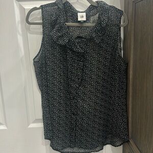 CAbi Black Music Note Sleeveless Blouse - Size L